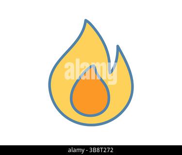 Vibrant stylized flame icon. Perfect for websites, apps, or presentations needing a simple, bold fire symbol.  Download this highresolution vector gra Stock Vector