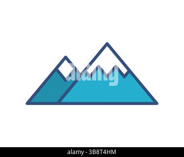 Stylized vector illustration of snowcapped mountains. Perfect for travel brochures, outdoor apparel websites, or any project needing a minimalist, nat Stock Vector