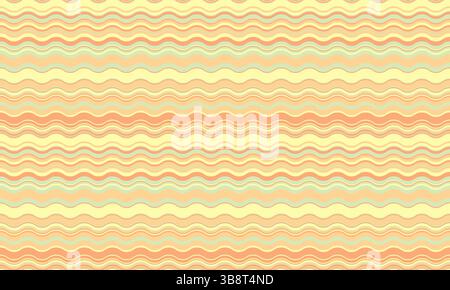 Abstract background with wavy, flowing stripes in vibrant colors, creating a rippled, liquid effect. Smooth curves and textured lines add elegance, cr Stock Vector