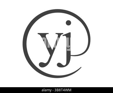 YJ logo from two letter with circle shape email sign style. Y and J round logotype of business company for brand identity. Stock Vector