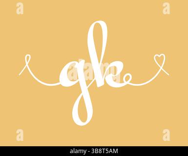 GK initial wedding monogram calligraphy vector illustration. Hand drawn lettering g and k love logo design for valentines day poster, greeting card, p Stock Vector