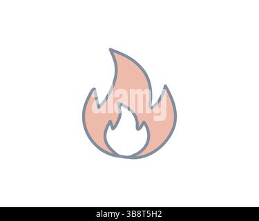 Simple, stylish flame icon in muted pink and gray. Perfect for app design, website UI, or as a graphic element for presentations on heat, energy, or p Stock Vector