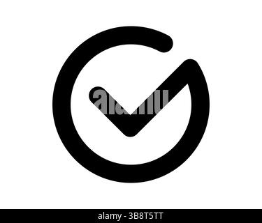 Bold black checkmark icon in a circle.  Perfect for app interfaces, websites, presentations, and social media graphics to represent completion, approv Stock Vector