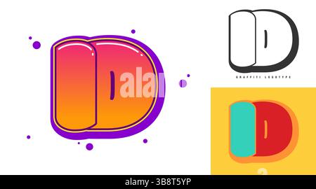 ID logo design for festival or party. Initial letter i and d in graffiti style. Creative modern lettering company name of font typography. Kids trendy Stock Vector