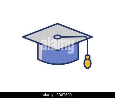 A stylish and modern illustration of a graduation cap, perfect for educational websites, presentations, or celebratory designs. Stock Vector