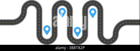 Infographic road map template with pin pointers. Vector illustration Stock Vector