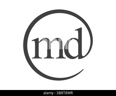 MD logo from two letter with circle shape email sign style. M and D round logotype of business company for brand identity. Stock Vector