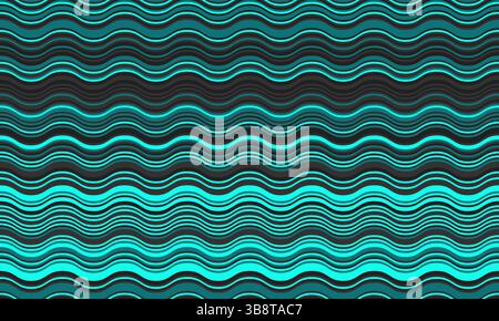 Dynamic teal and dark gray wavy stripes create a visually engaging seamless pattern. Ideal for website backgrounds, textile designs, or vibrant graphi Stock Vector