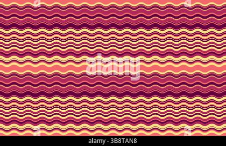 Abstract background with wavy, flowing stripes in vibrant colors, creating a rippled, liquid effect. Smooth curves and textured lines add elegance, cr Stock Vector