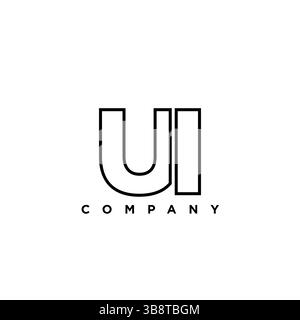Trendy letter U and I, UI logo design template. Minimal monogram initial based logotype for company identity. Stock Vector