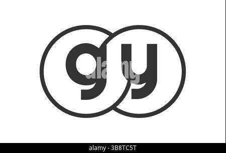 GY business company emblem with outline rounds and letters g y. Logo template of two merged circles for brand identity, logotype. Vector Infinity symb Stock Vector