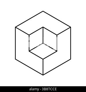 Stylish line art illustration of an interlocked cube design.  Perfect for minimalist branding, technology, architecture, or geometric patterns.  Highr Stock Vector