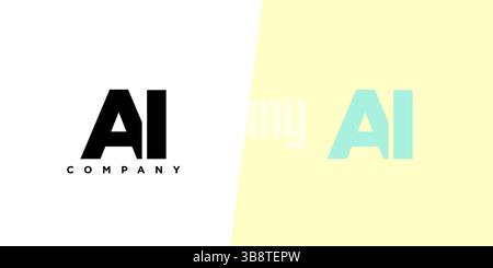 Trendy letter A and I, AI logo design template. Minimal monogram initial based logotype for company identity. Stock Vector