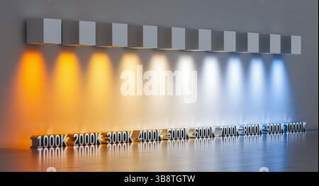 Light temperature kelvin colors from 1000k to 10000k 3d Stock Photo