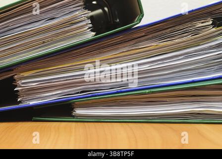 Stack of documents in folders on office desktop close-up. Shallow deep of field Stock Photo