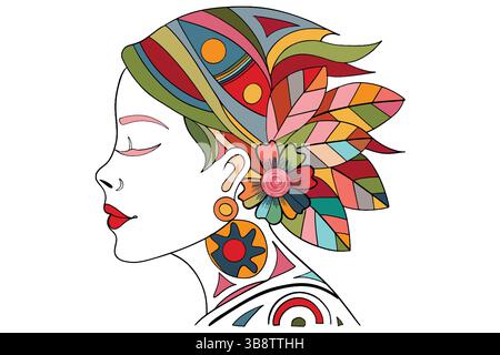 Colorful Abstract Art with Floral Elements Stock Vector