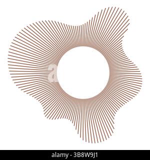 Circular wave. Sound circle lines. Wavy radial frame pattern. Sound ring mockup. Radial rays. Equalizer logo, radial spectrum. Voice symbol. Depicting Stock Vector