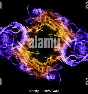 Abstract multi colored smoke puff isolated on white Stock Photo