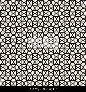 Interwined black vertical geometric lines seamless pattern on beige background. Repeating beige pattern. Stock Vector