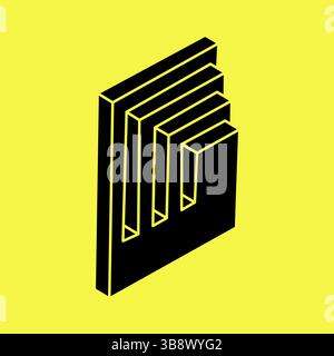 Optical illusion object. Impossible shapes. Web design element. Line design.  Stock Vector