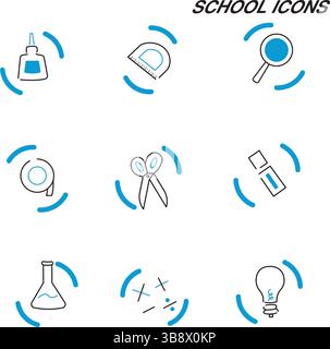 Stationery tools icon set. Vector illustration Stock Vector