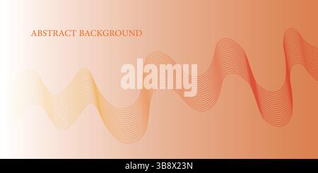 Warm Gradient Abstract Wave Background with Line Art Design Stock Vector