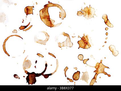 Set with footprints of a cup of coffee or tea Stock Photo