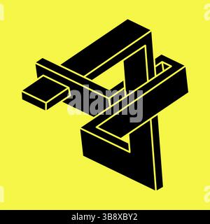 Impossible optical illusion shapes. Optical art object. Impossible figure. Sacred geometry. Stock Vector