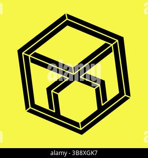 Impossible optical illusion shapes. Op art object. Impossible figures.  Stock Vector