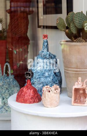 Artworks in the shop window of 'Art' shop, Old High Street, Folkestone, Kent, England Stock Photo