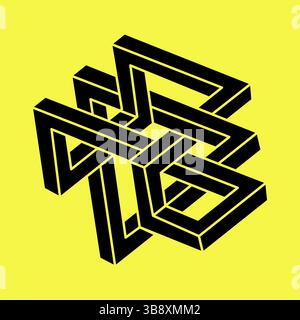 Impossible optical illusion shapes. Sacred geometry. Optical art object. Impossible figures.  Stock Vector