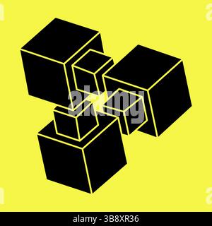Impossible optical illusion shapes. Optical art object. Impossible figure. Sacred geometry.  Stock Vector
