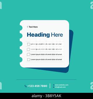 UI UX Style of Notepad Design - Flip Card Design - List Design - Kind of Note Pad Paper Design Stock Vector