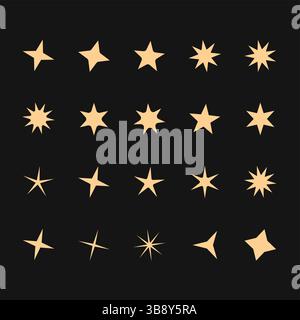 Set of Different shapes of star designs Stock Vector