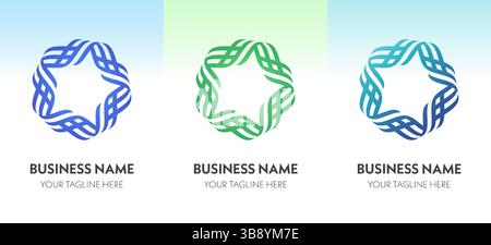 Minimal and modern abstract logo set in circular ribbon shapes, perfect for branding, corporate identity, and creative agencies. Stock Vector