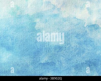 Pastel blue watercolor background. Abstract watercolor blue and turquoise gradient background with copy space for design Stock Photo