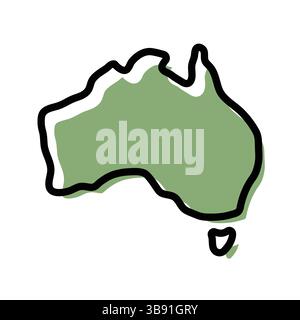 Australi green map icon. Australia outline map. Simple icon design. Vector illustration Stock Vector