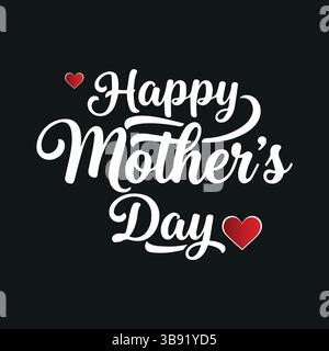 Happy Mother’s Day Greeting Card Image with Hearts – Elegant Typography Design Stock Vector