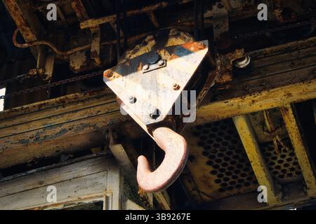 Old rusty crane hook Stock Photo