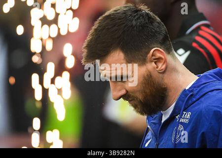 April 8, 2023, Nice, France, France: Lionel (Leo) MESSI of PSG during the Ligue 1 match between OGC Nice and Paris Saint-Germain (PSG) at Allianz Riviera Stadium on April 08, 2023 in Nice, France. (Credit Image: ©  Matthieu Mirville/ZUMA Press Wire) Stock Photo