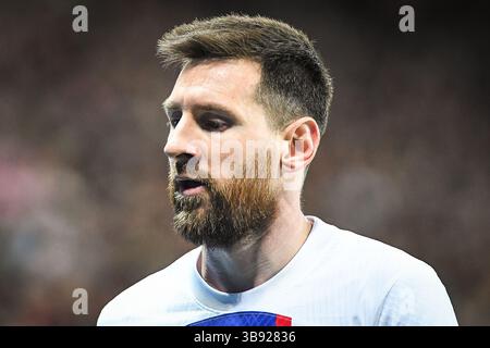 April 8, 2023, Nice, France, France: Lionel (Leo) MESSI of PSG during the Ligue 1 match between OGC Nice and Paris Saint-Germain (PSG) at Allianz Riviera Stadium on April 08, 2023 in Nice, France. (Credit Image: ©  Matthieu Mirville/ZUMA Press Wire) Stock Photo