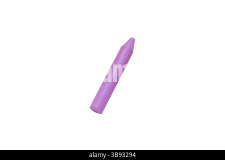 Purple chalk stick isolated on white background. Colorful office stationery. Drawing accessories. Stock Photo