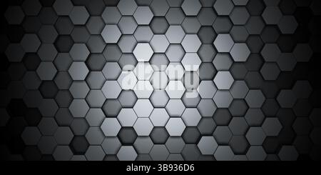 Dark hexagon wallpaper or background - 3d render Stock Photo