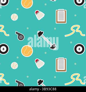 Seamless pattern with sports icons. Vector illustration Stock Vector