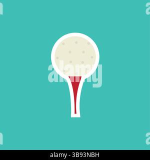 Golf ball on red tee icon. Vector illustration Stock Vector