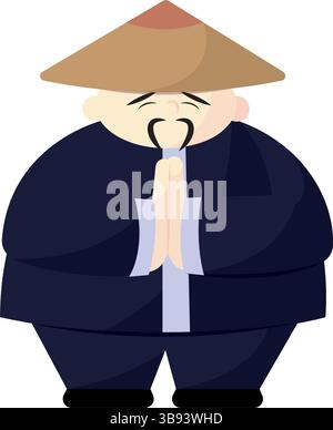 Asian man in traditional outfit. Vector illustration Stock Vector
