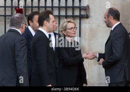 September 30, 2019, Paris, Paris, France: Jacques Chirac's family greets Premier Edouard Philippe at the funeral of Jacques Chirac at Saint Sulpice de la Madeleine Church  (Credit Image: © Sadak Souici/ZUMA Press Wire) Stock Photo