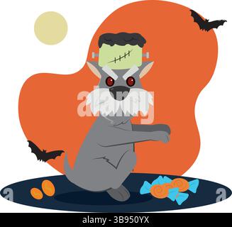 Dog as Frankenstein monster. Vector illustration Stock Vector