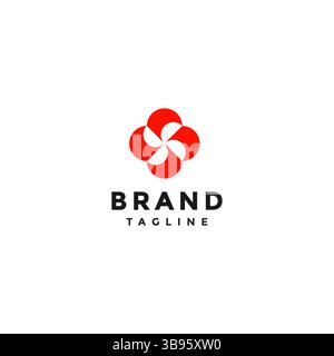 Simple Plus Propeller Icon Logo Design. Simple Red Rotating Propeller Logo Design. Stock Vector