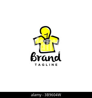 Simple Fun Lamp Tees Logo Design. Simple Light Idea Tees Logo Design. Stock Vector